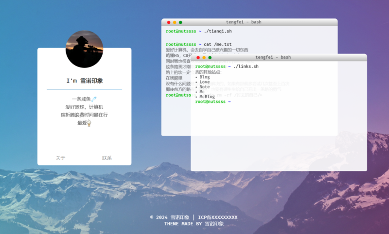 HTML源码 – 简洁自适应个人码农主页-雪诺印象